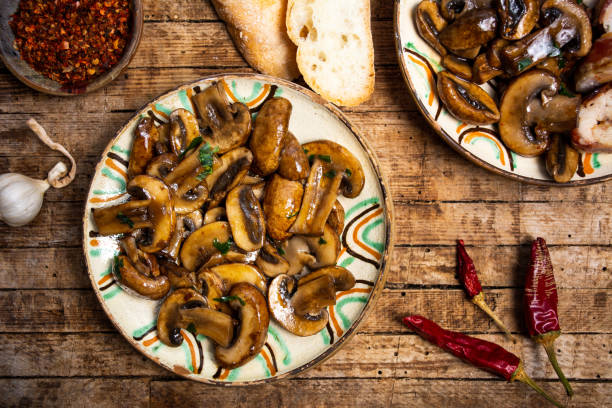 Fried mushrooms on a plate