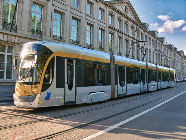 2019/08/18 - Belgium, Brussels - view on a tram in the city of Brussels.