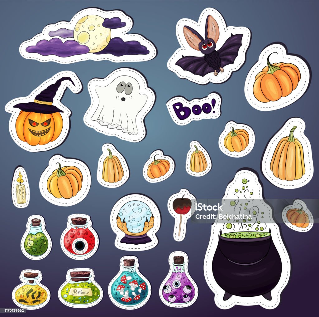 Bộ Sticker Halloween Nhiều Loại Đối Tượng Halloween Gói Biểu Tượng ...