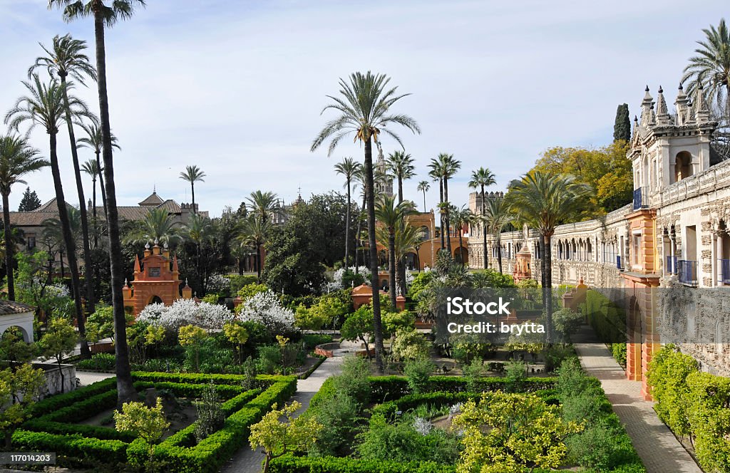 Royal Alcazar gardens Ornamental Royal Alcazar gardens,an oasis in the city of Seville,Spain. Seville Stock Photo