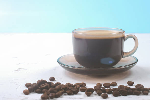 istock Cup of coffee transparent on white textured background 1170148788