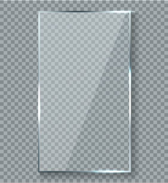 ilustrações de stock, clip art, desenhos animados e ícones de glossy reflection effect. transparency window glass plastic with brightreflections plaque vector reflective texture - reflective glass