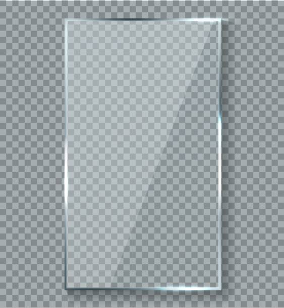 Glossy reflection effect. Transparency window glass plastic with brightreflections plaque vector reflective texture Glossy reflection effect. Transparency window glass plastic with brightreflections plaque vector reflective isolated mockup gloss transparent glare realistic panel texture acrylic painting stock illustrations