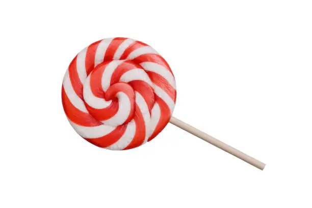 Photo of Christmas lollipop spiral shape isolated on white background