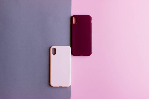 Silicone cases on gray and pinck background.