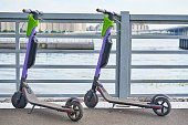 Two electric scooters for in the city. Modern urban transport
