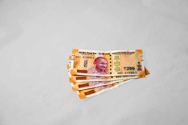 istock Modern Indian Two Hundred Rupees Currency Notes on a minimal grey background 1170161364