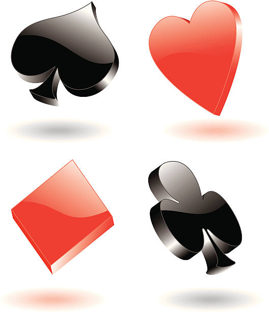 ilustrações de stock, clip art, desenhos animados e ícones de pôquer sinais 3d - cards spade suit symbol heart suit