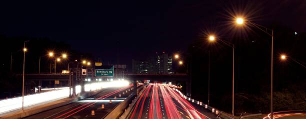 istock Light Trails made from Car lights during the night 1170162583