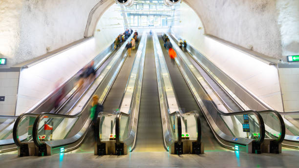 istock Blurred motion, train station platform escalators, Stockholm city 1170165490