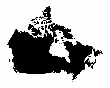 Canada dark silhouette map isolated on white background