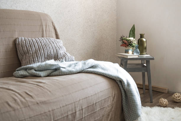 istock Home sofa with objects of cozy decor in the living room 1170167974