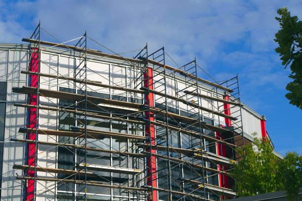 scaffold construction site building renovation structure stock photo