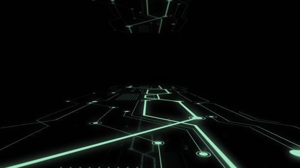 istock Shot of corridor in working data center full of servers and high tech visualisation connections. 1170170288