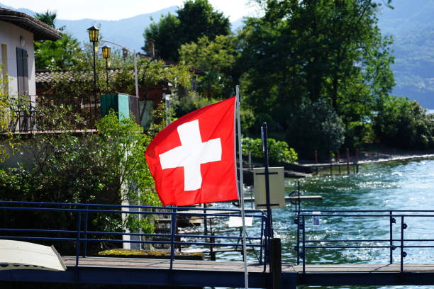 istock Swiss flag on a sunny day 1170170449
