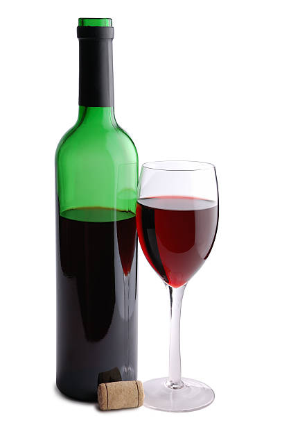 istock Red wine bottle, cork and glass 117017151