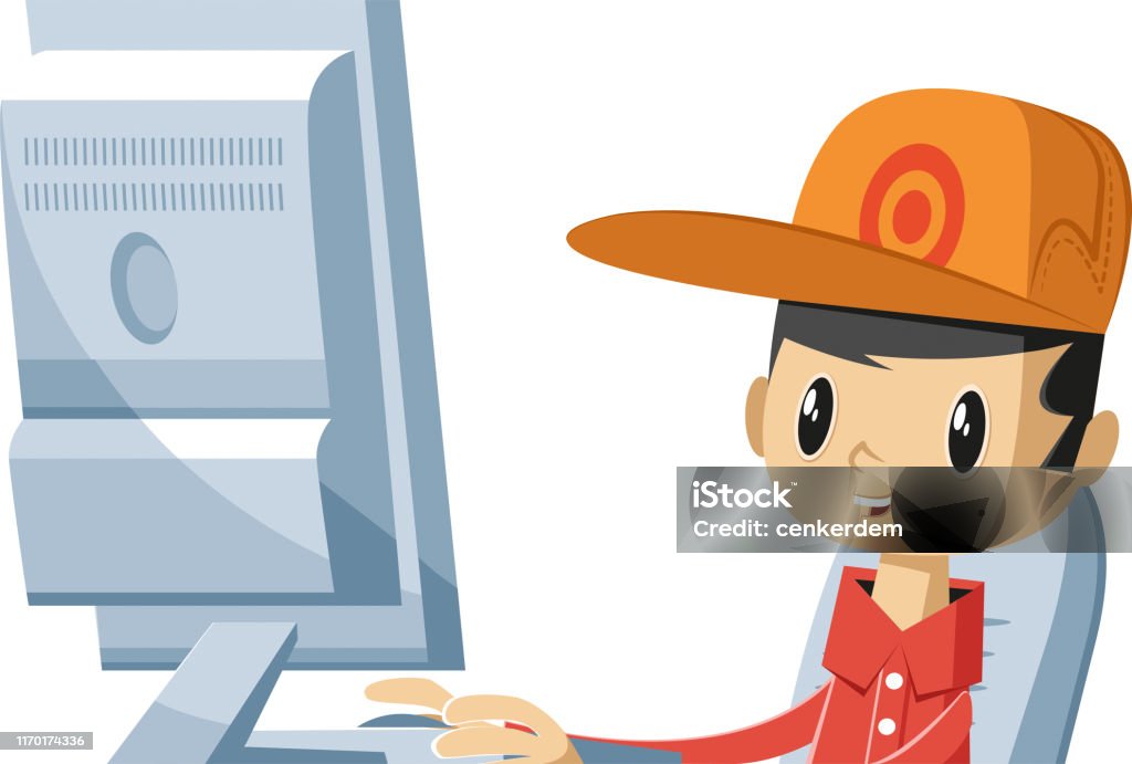 Computer And Boy Stock Illustration - Download Image Now ...
