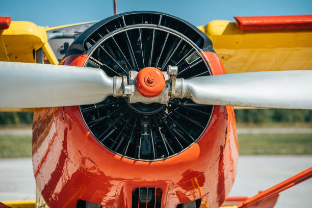 istock Engine and propeller of old retro airplane, close up 1170176702
