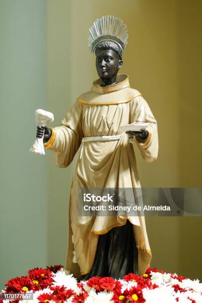 Statue With Image Of Saint Benedict Stock Photo - Download Image Now - St. Benedict of Nursia, Altar, Brazil