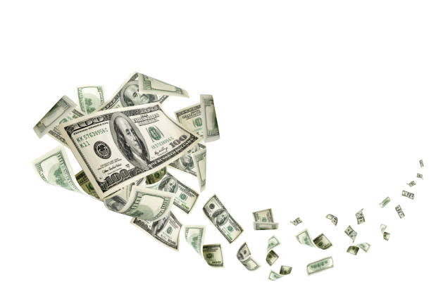 istock Hundred dollar bill. Falling money isolated background. American 1170177843