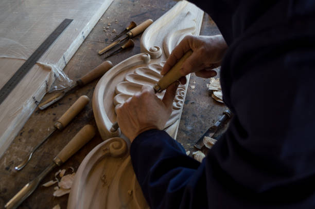 istock Hand carved wood. 1170177990