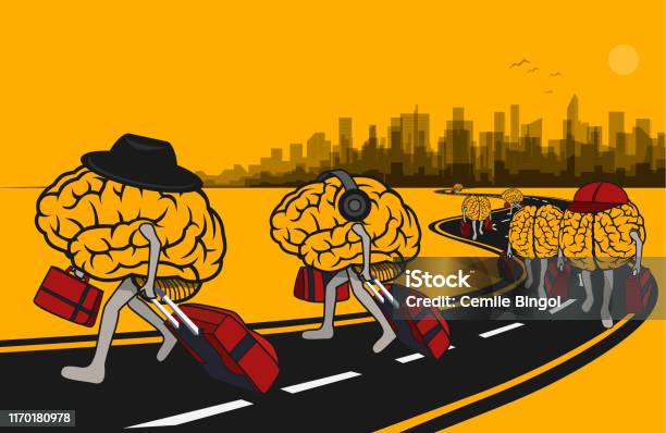 Brain Drain Stock Illustration - Download Image Now - City, Drain, Leaving