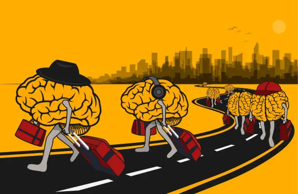 Vector illustration of Brain Drain