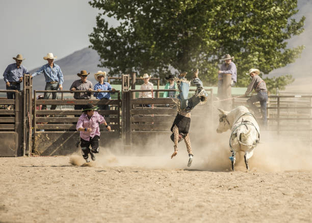 istock Cowboy Being Thrown from a Bull 1170187430