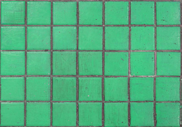 Close up ceramic mozaic floor tiles texture green color