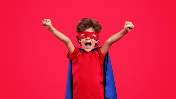 istock Little superhero screaming in excitement 1170192936