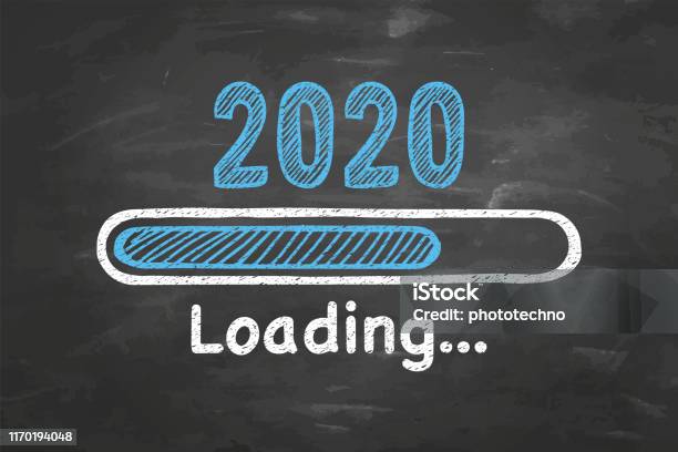 Last Year Loading Drawing Loading New Year 2019 On Chalkboard Background Stock ...
