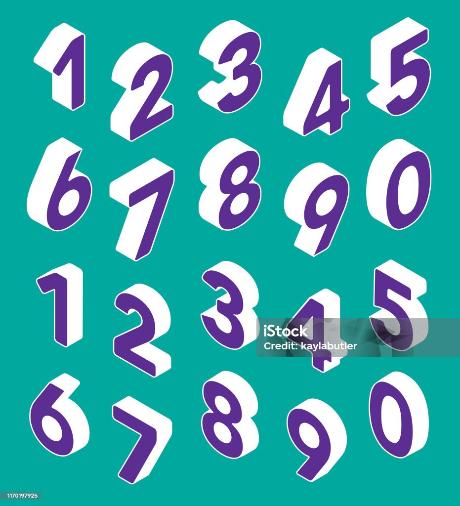 3d Numbers Net 3d Number Set Stock Illustration - Download Image Now - Number ...