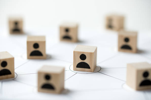 istock Social media network concept using icon people wooden cube block 1170202583