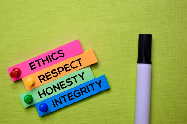 istock Ethics, Respect, Honesty, Integrity text on sticky notes isolated on green desk. Mechanism Strategy Concept 1170203937