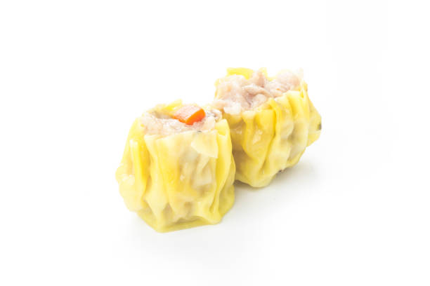 chinese steamed shrimp dimsum in White background