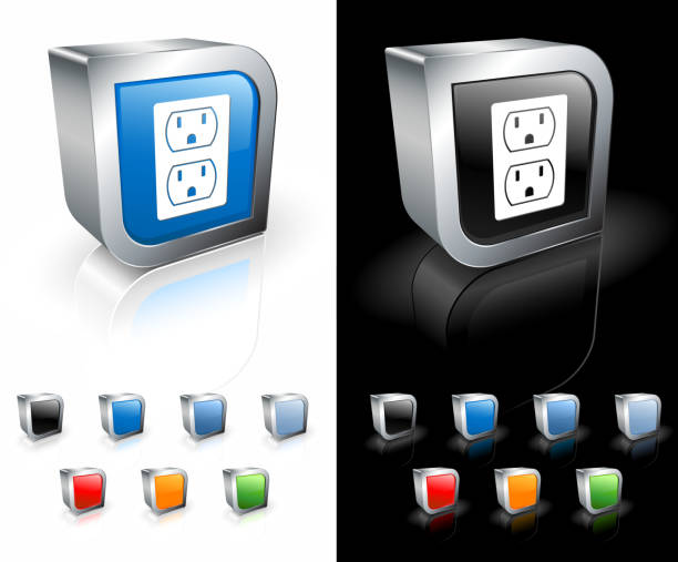 Outlet on 3D royalty free vector art Outlet on 3D icon gang socket stock illustrations