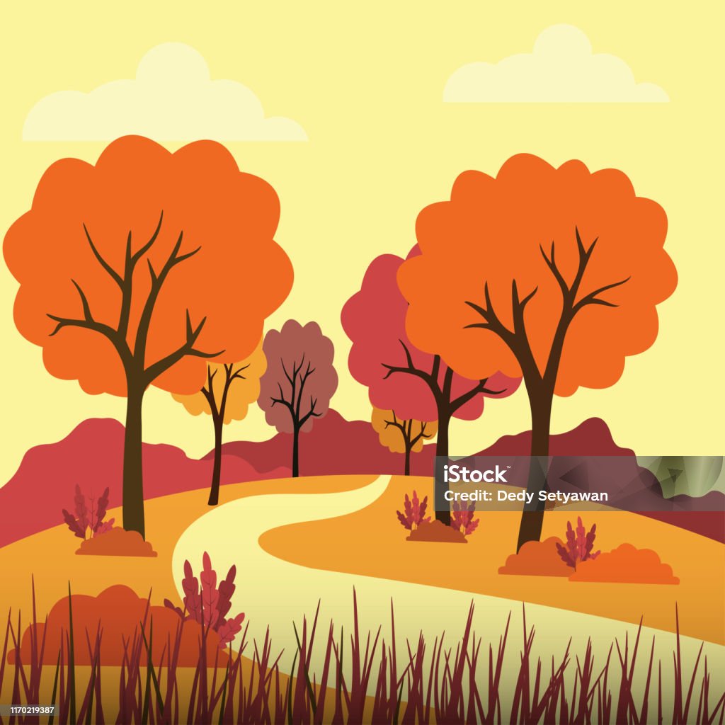 가을 풍경 벡터 일러스트 10월에 대한 스톡 벡터 아트 및 기타 이미지 - 10월, 가을, 가을 단풍 - Istock