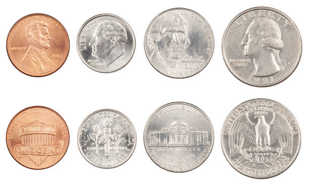 istock Four most commonly used American Coins isolated on white background 1170221179