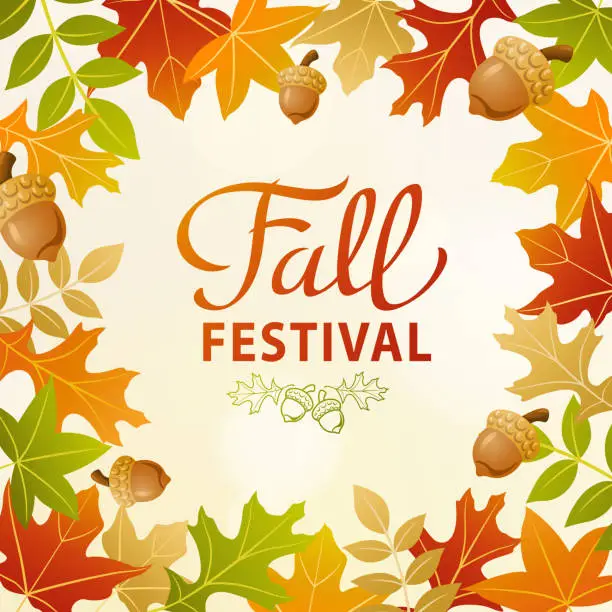 Vector illustration of Fall Festival Leaves Frame