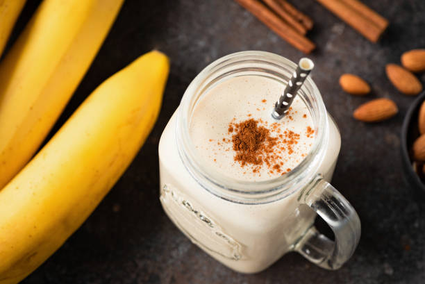 istock Healthy banana cinnamon smoothie or shake 1170224319