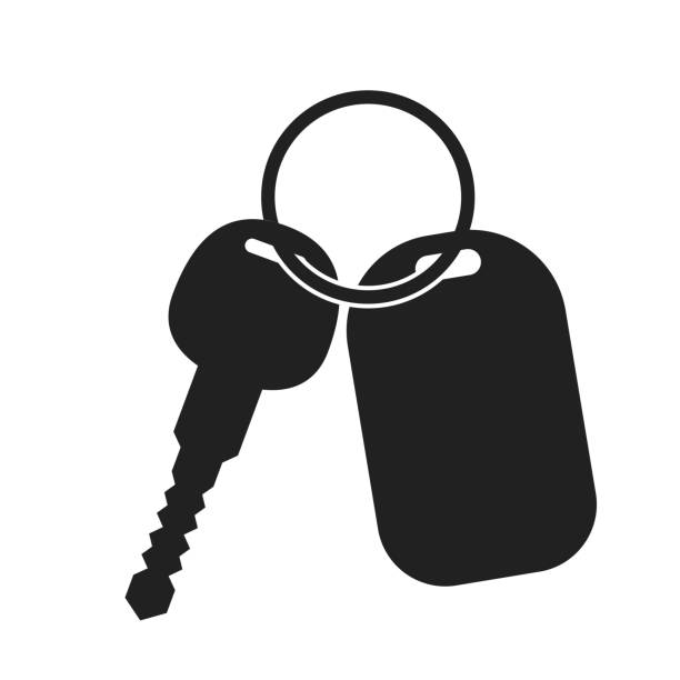 ilustrações de stock, clip art, desenhos animados e ícones de car key security icon.  vector illustration in flat style. - chave de carro