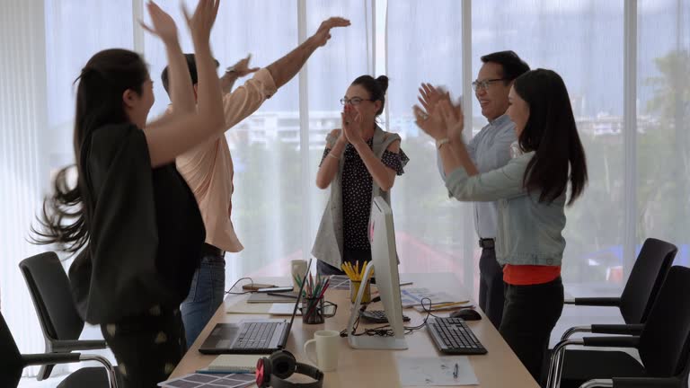 Women in business leadership came to tell the team's success, they were happy and danced.