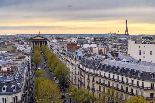 Paris France aerial view city skyline at La Madeleine (Madeleine Church)
