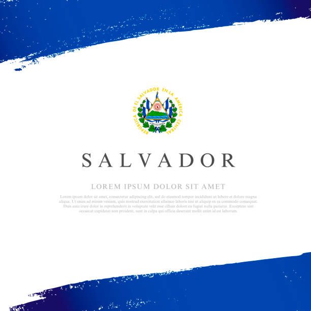 Flag of Salvador. Vector illustration on a white background. Brush strokes Flag of Salvador. Vector illustration on a white background. Brush strokes are drawn by hand. Independence Day. el salvador stock illustrations