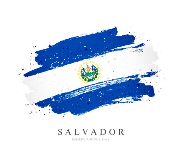 Vector illustration of Flag of El Salvador. Vector illustration on a white background.