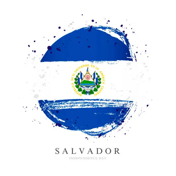 Vector illustration of Flag of El Salvador in the shape of a big circle.