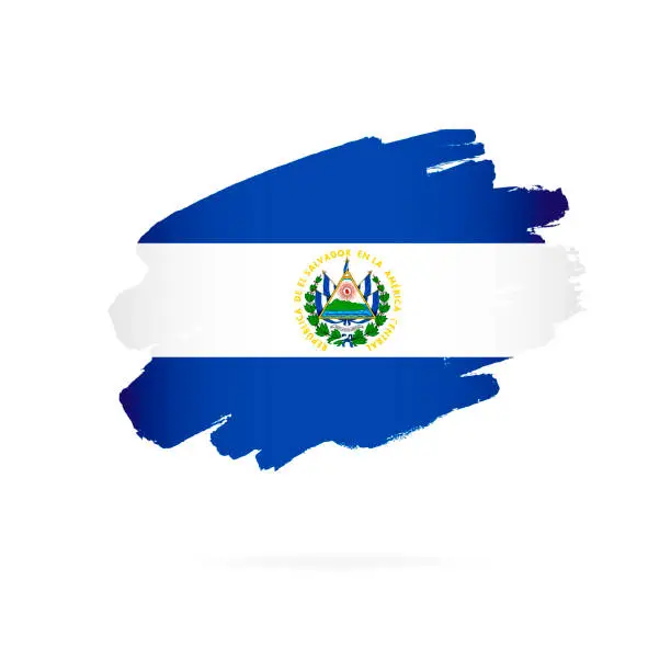 Vector illustration of Flag of El Salvador. Vector illustration on a white background.