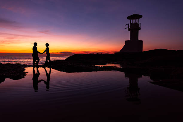 Coastal lighthouse in the Winter.
