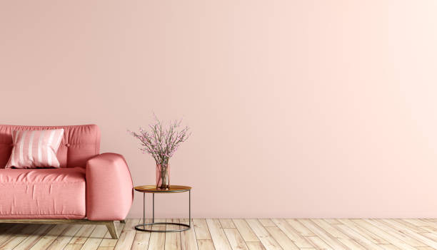 istock Interior of living room with pink sofa 3d rendering 1170241311