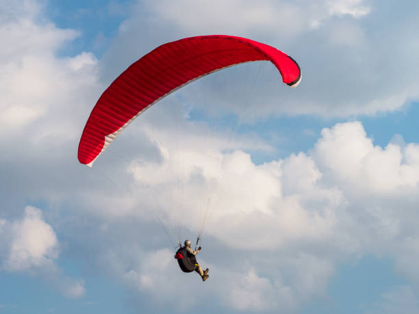 istock Paraglider is flying in the blue sky. 1170244985